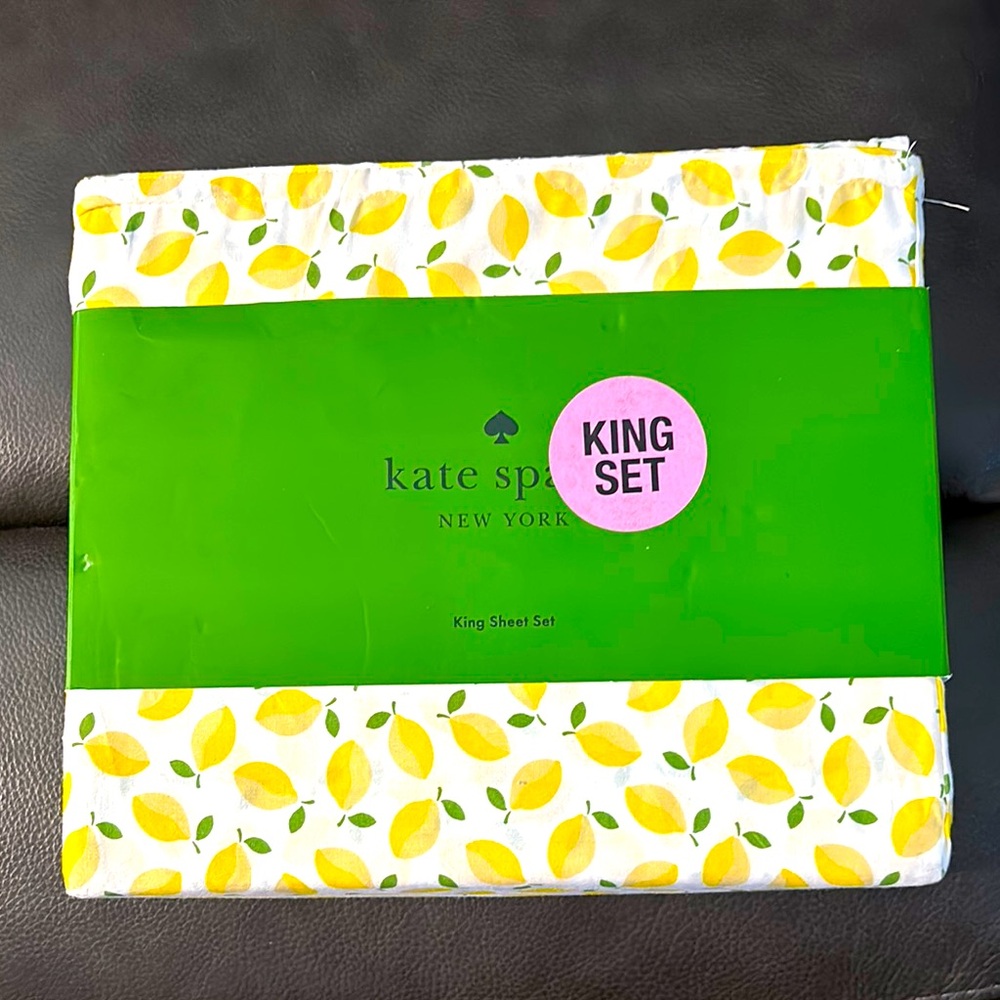 Kate Spade Lemon Print King Sheet Set